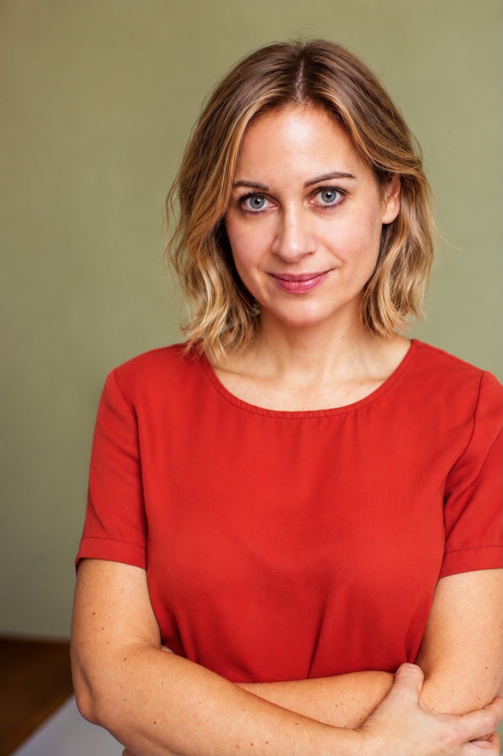 Nadine Kugler, Porträt im roten Shirt