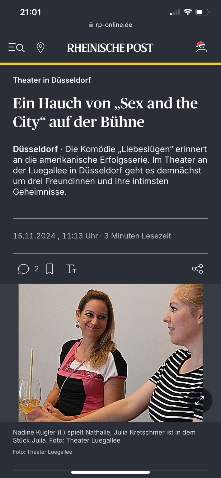 Artikel der Rheinischen Post zu Liebeslügen